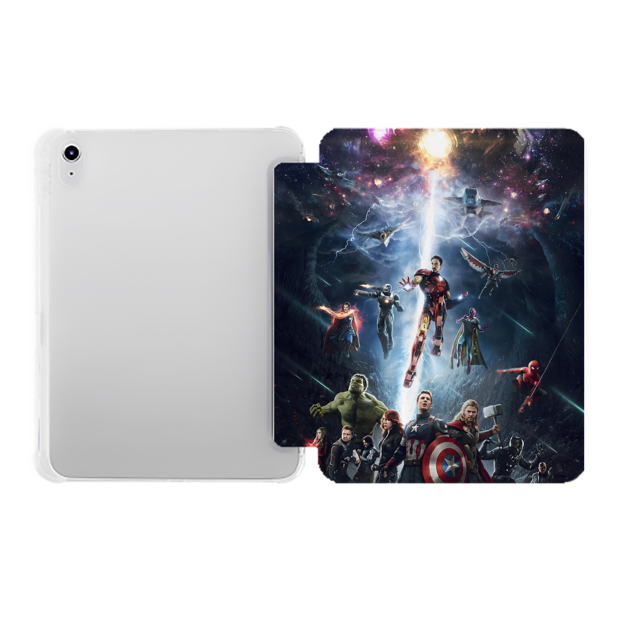 （画像用） アベンジャーズ The Avengers IPad ケース ペン収納付き 三つ折りスタンド PUレザー×シリコン 対応機種9.5/10.5/10.9インチ